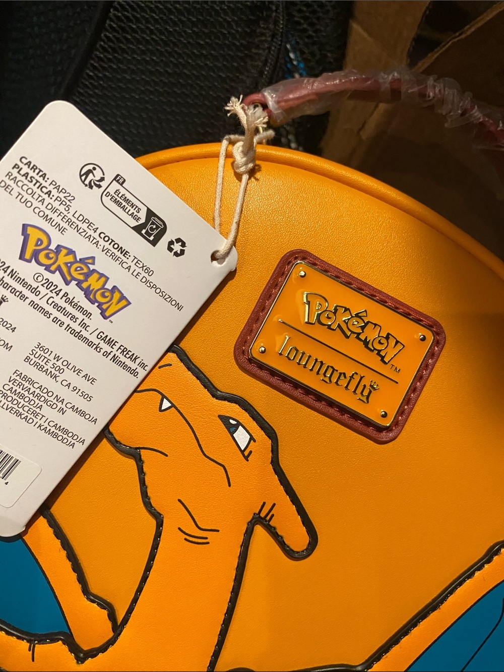 Loungefly Orange Charizard Mini Backpack with Blue Wings - Picture 2 of 4